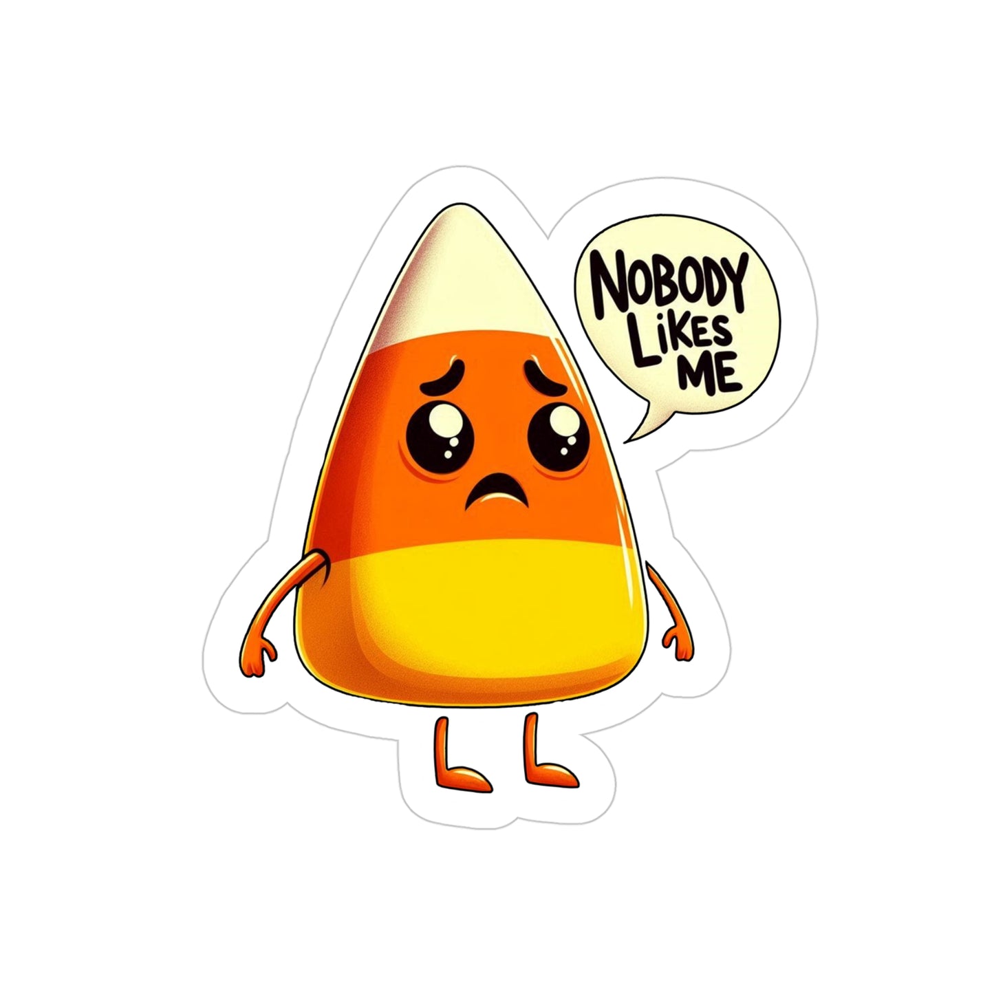 Sad Candy Corn Die-Cut Transparent Sticker