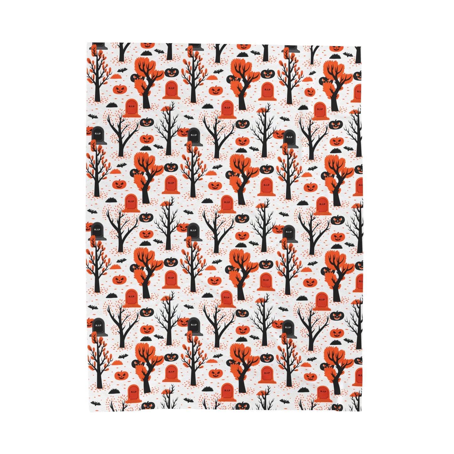 Halloween Pumpkins and Graves Velveteen Blanket