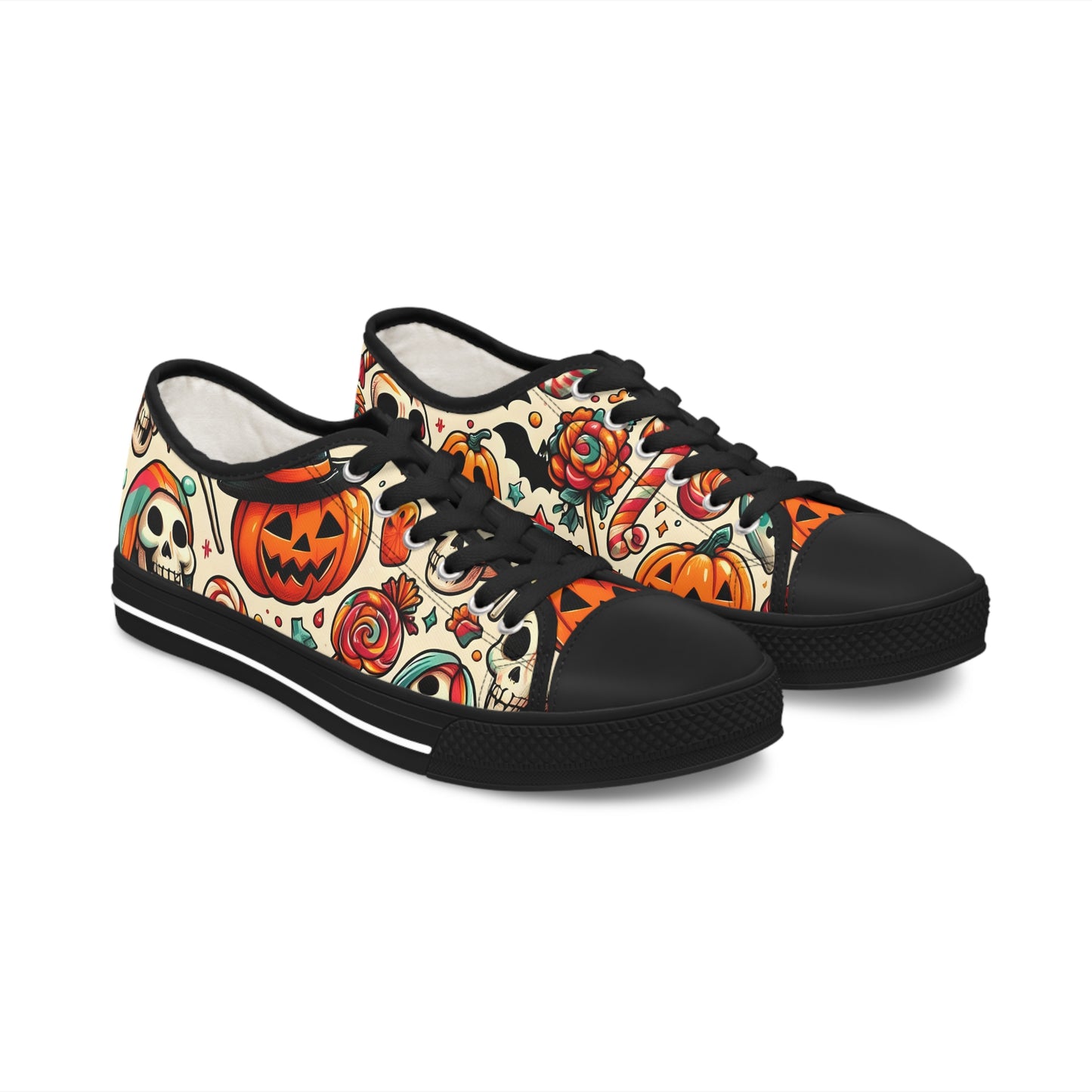 Women's Pumpkins And Bats Low Top Sneakers