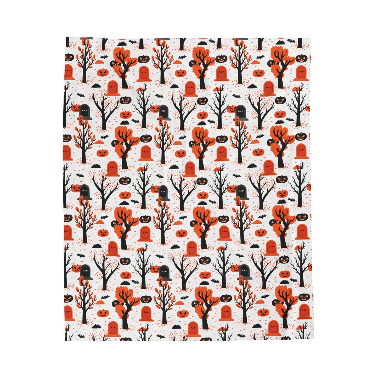 Halloween Pumpkins and Graves Velveteen Blanket