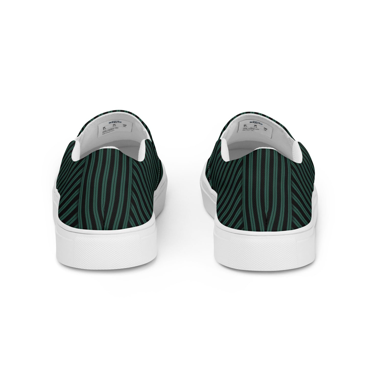 Haunted House Green and Black Striped Women's Slip-On Canvas Shoes